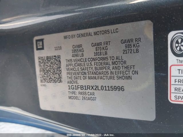 2020 CHEVROLET CAMARO 1G1FB1RX2L0115996 Photo 8