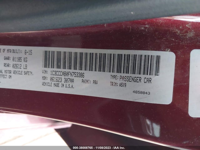 1C3CCCAB0FN753386 Chrysler 200 Limited