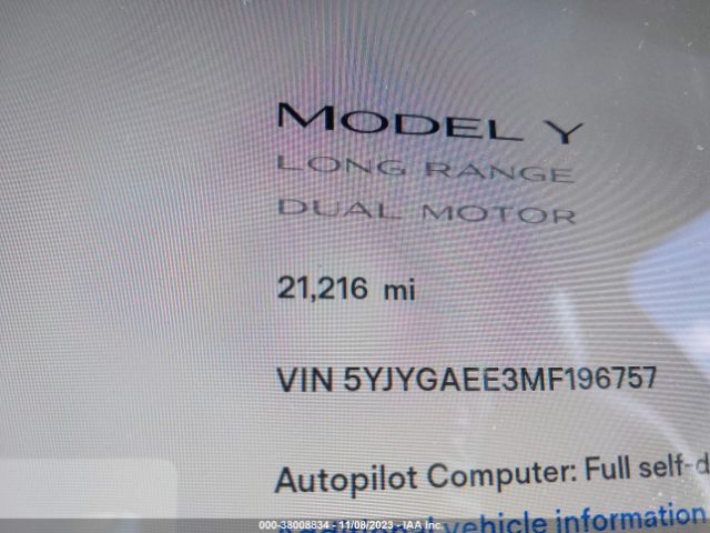 5YJYGAEE3MF196757 Tesla Model Y Long Range