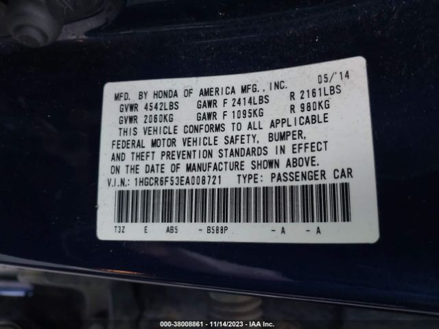 1HGCR6F53EA008721 Honda Accord Hybrid Ex-l