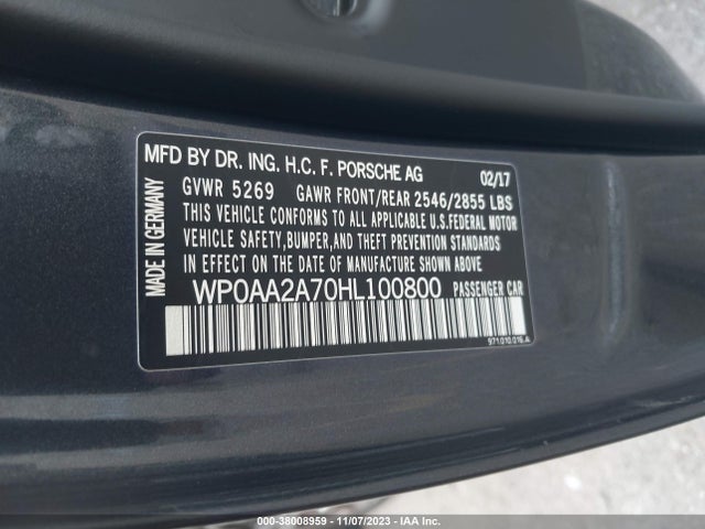 2017 PORSCHE PANAMERA WP0AA2A70HL100800 Photo 8