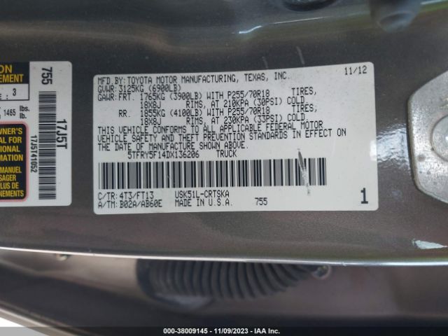 2013 TOYOTA TUNDRA 5TFRY5F14DX136206 Photo 8
