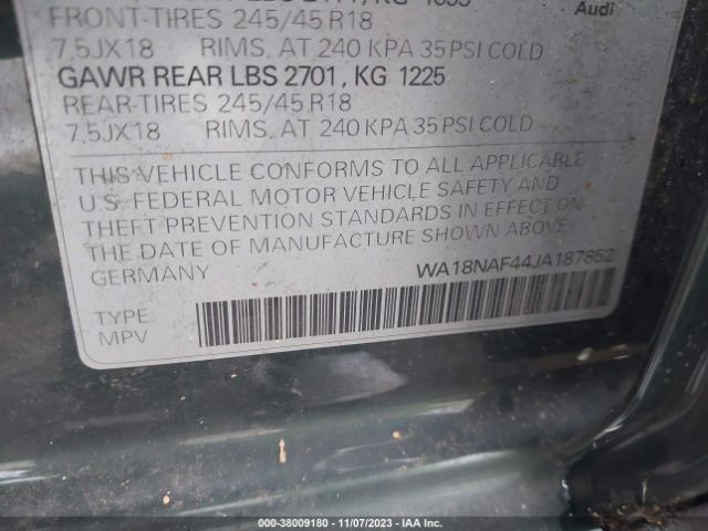 WA18NAF44JA187852 Audi A4 Allroad Premium Plus