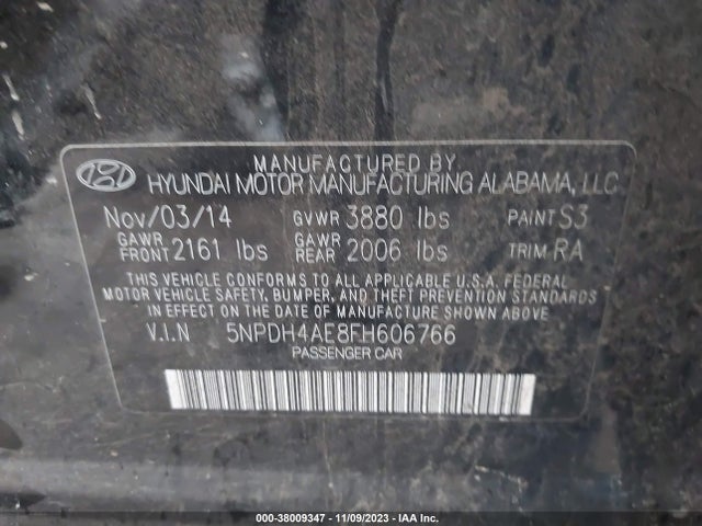 Hyundai ELANTRA SE 2015 5NPDH4AE8FH606766 Image 9