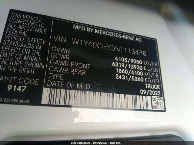 W1Y40CHY3NT113438 Mercedes-Benz SPRINTER CARGO VAN