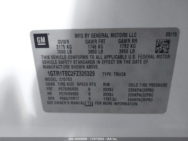 1GTR1TEC2FZ326329 GMC SIERRA 1500