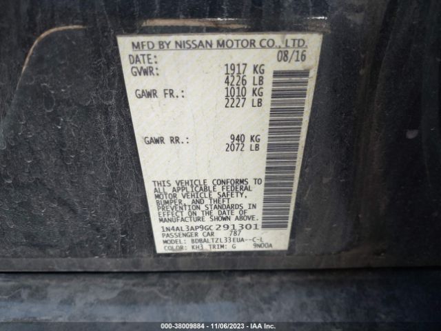 1N4AL3AP9GC291301 Nissan Altima 2.5 Sl/2.5 Sr/2.5 Sv/2.5/2.5 S