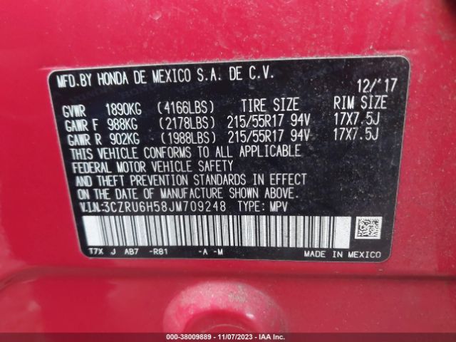 3CZRU6H58JM709248 Honda HR-V EX