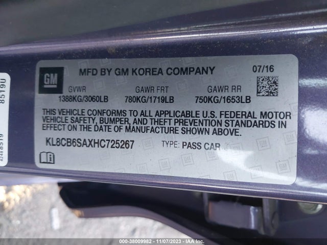 Chevrolet Spark Ls Cvt 2017 KL8CB6SAXHC725267 Image 9
