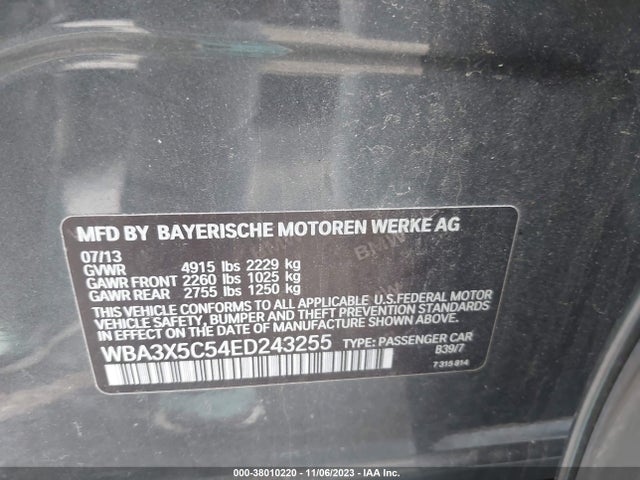 2014 BMW 328I GRAN TURISMO XDRIVE VIN: WBA3X5C54ED243255
