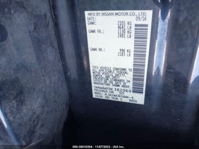 1N4AA6AP3HC382069 Nissan Maxima 3.5 Sl