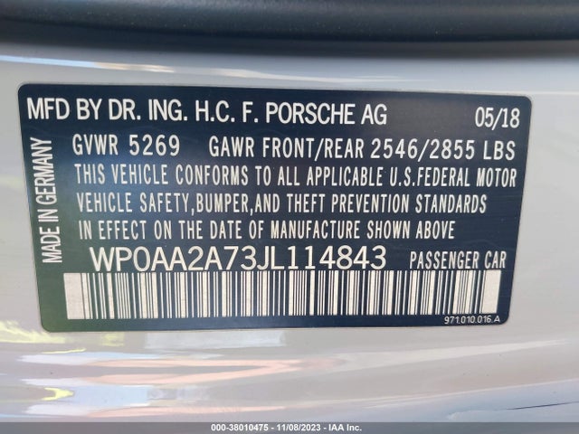 2018 PORSCHE PANAMERA WP0AA2A73JL114843 Photo 8