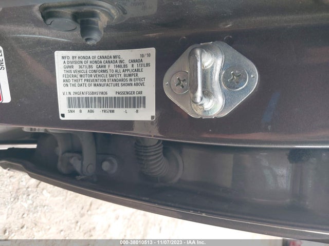 2011 HONDA CIVIC LX VIN: 2HGFA1F55BH519836