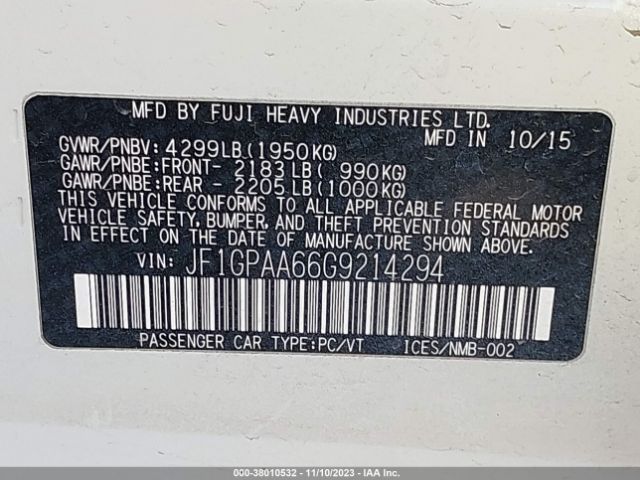 JF1GPAA66G9214294 Subaru Impreza Wagon 2.0i