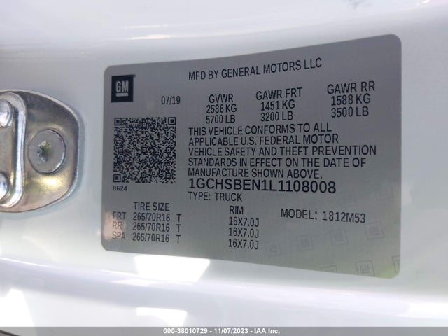 Chevrolet Colorado 2020 1GCHSBEN1L1108008 Image 9