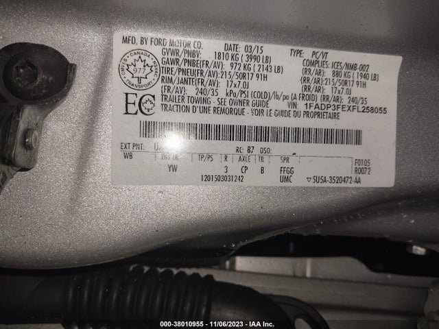 Ford FOCUS SE 2015 1FADP3FEXFL258055 Image 9