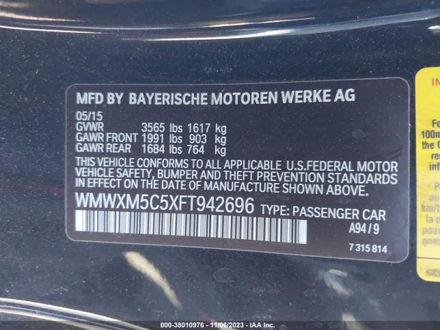2015 MINI HARDTOP WMWXM5C5XFT942696 Photo 8