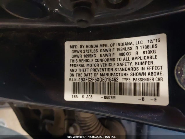 Honda Civic Lx 2016 19XFC2F5XGE015462 Image 9
