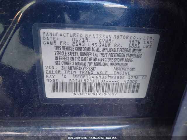 3N1AB7AP4KY382287 Nissan SENTRA SR