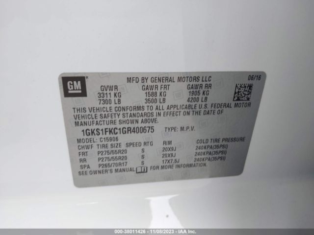 1GKS1FKC1GR400675 GMC Yukon Xl Sle