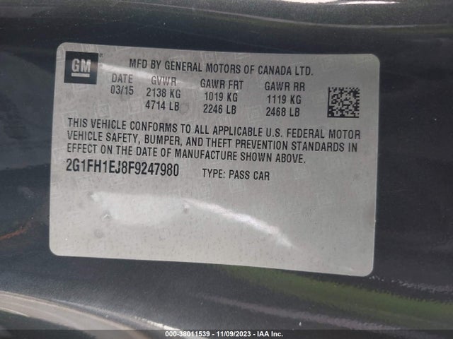 Chevrolet Camaro 1ss 2015 2G1FH1EJ8F9247980 Image 9