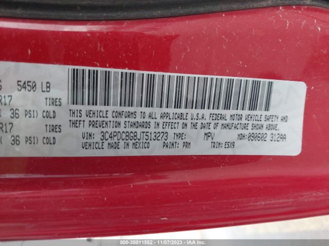 3C4PDCBG8JT513273 Dodge Journey Sxt