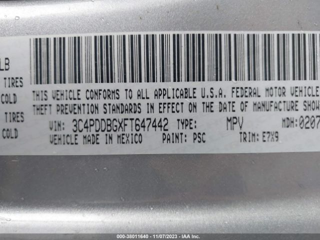 3C4PDDBGXFT647442 Dodge Journey Sxt