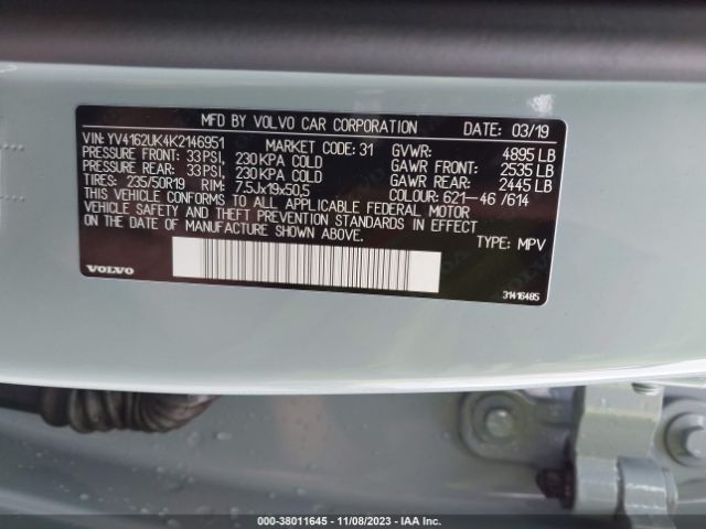 2019 VOLVO XC40 YV4162UK4K2146951 Photo 8