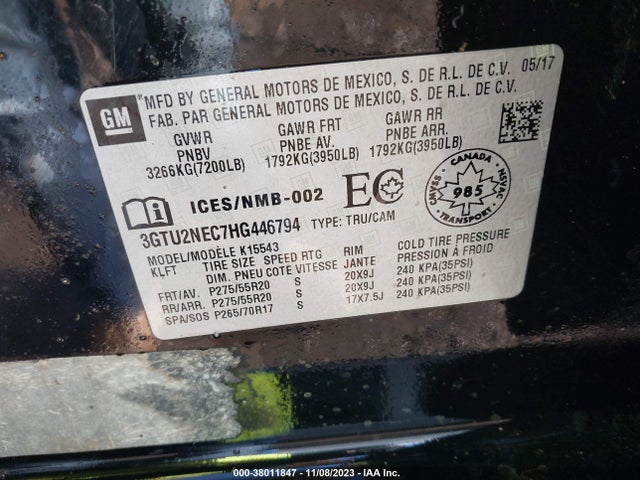 GMC Sierra 1500 Slt 2017 3GTU2NEC7HG446794 Image 9