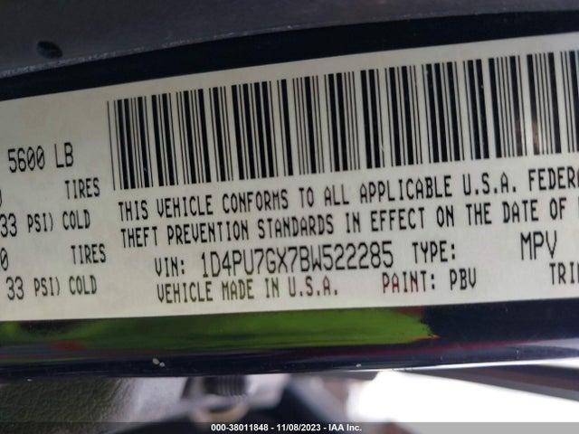 2011 DODGE NITRO SHOCK VIN: 1D4PU7GX7BW522285
