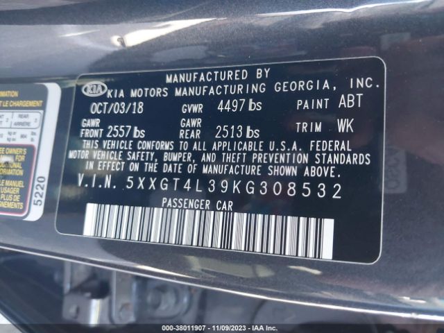 5XXGT4L39KG308532 KIA Optima Lx