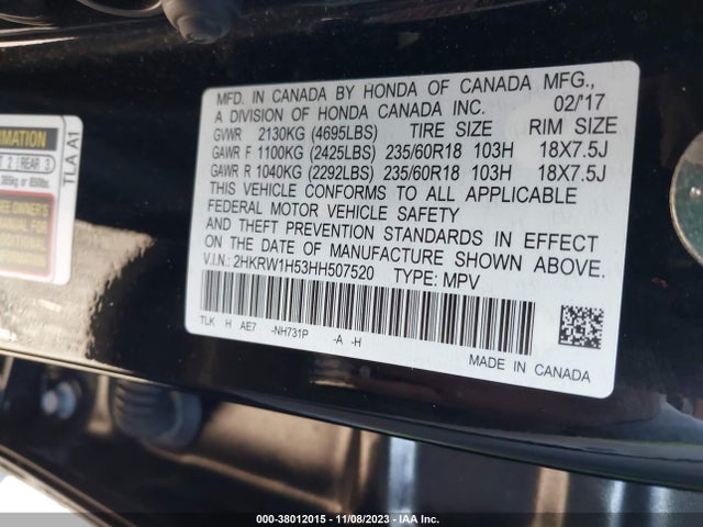 Honda CR-V EX 2017 2HKRW1H53HH507520 Image 9