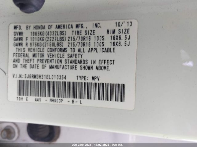 5J6RM3H31EL010354 Honda CR-V LX