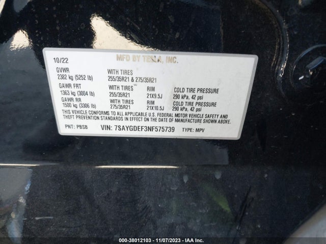 2022 TESLA MODEL Y 7SAYGDEF3NF575739 Photo 8