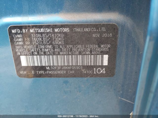 2019 MITSUBISHI MIRAGE G4 ML32F3FJ8KHF05903 Photo 8