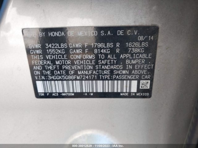 3HGGK5G86FM724171 Honda FIT EX