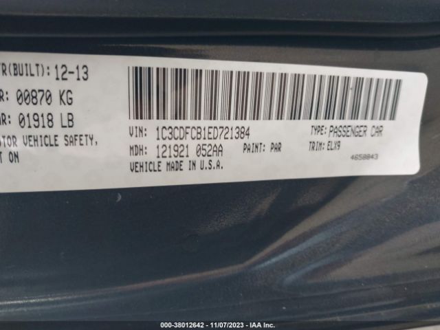 1C3CDFCB1ED721384 Dodge Dart Limited