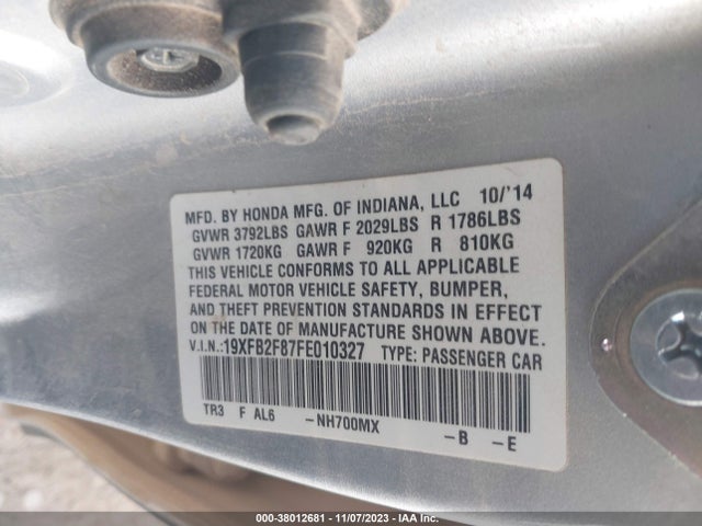 Honda CIVIC EX 2015 19XFB2F87FE010327 Image 9