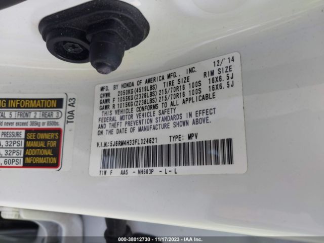 5J6RM4H33FL024621 Honda CR-V LX