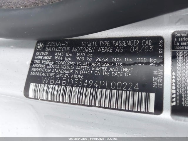 2004 BMW 3 SERIES WBABD33494PL00224 Photo 8