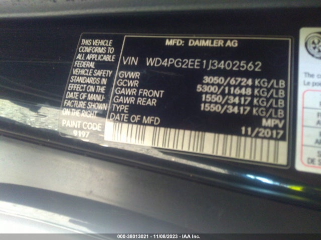 WD4PG2EE1J3402562 Mercedes-Benz Metris