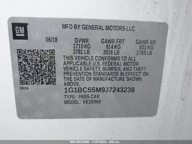 Chevrolet Cruze Ls Auto 2018 1G1BC5SM9J7243238 Image 9