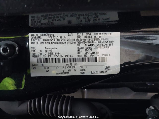 2015 FORD FOCUS SE VIN: 1FADP3F28FL201455