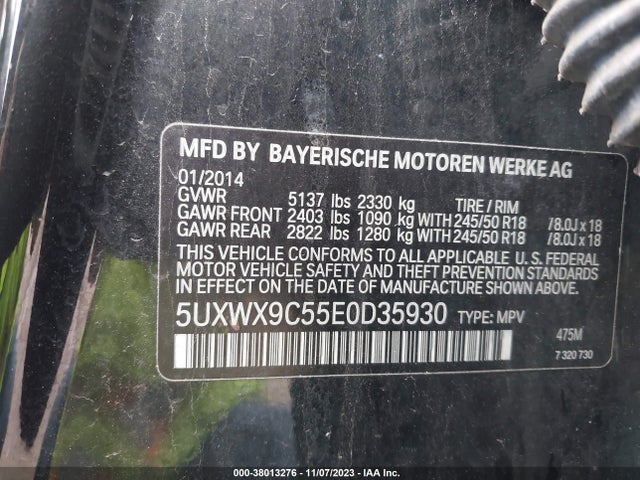 BMW X3 Xdrive28i 2014 5UXWX9C55E0D35930 Image 9