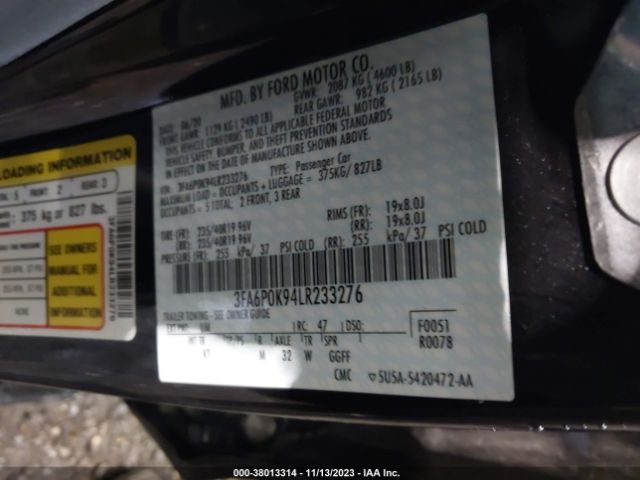 2020 FORD FUSION 3FA6P0K94LR233276 Photo 8