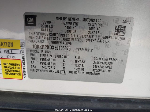 GMC Acadia Sle-2 2014 1GKKRPKDXEJ105075 Image 9