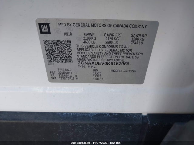 Chevrolet EQUINOX LT 2019 2GNAXUEV0K6167066 Image 9