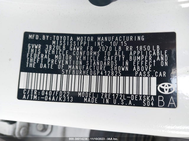 Toyota Corolla S Plus 2016 5YFBURHE0GP412825 Image 9