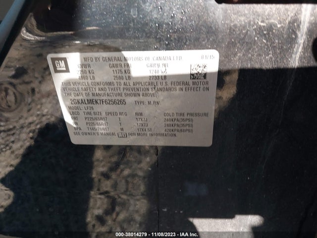 GMC Terrain Sle 2015 2GKALMEK7F6256265 Image 9
