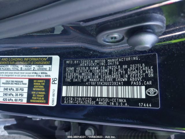 4T1BF1FK3GU239241 Toyota CAMRY LE